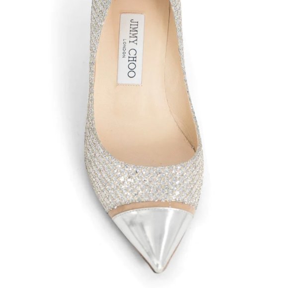 Jimmy Choo Silver Champagne Metallic Pointed Toe Kitten Heels Shoes 37.5 6.5 7 - Picture 9 of 15